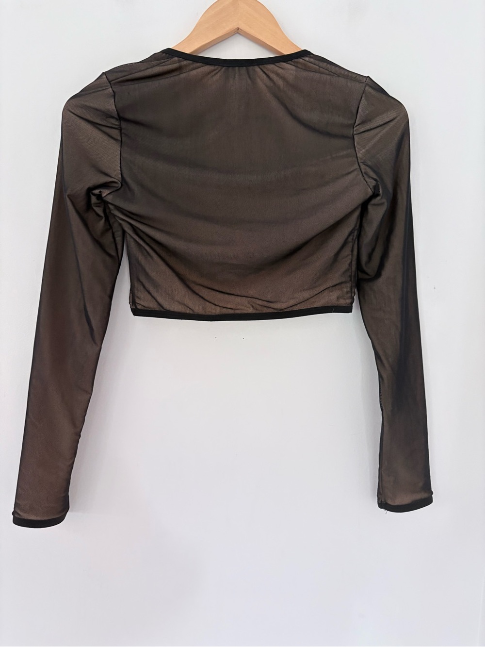 EDIKTED Megan Corset Boning Crop LS Top Black Mesh Nude Underwire Accent NWOT M - Picture 11 of 14